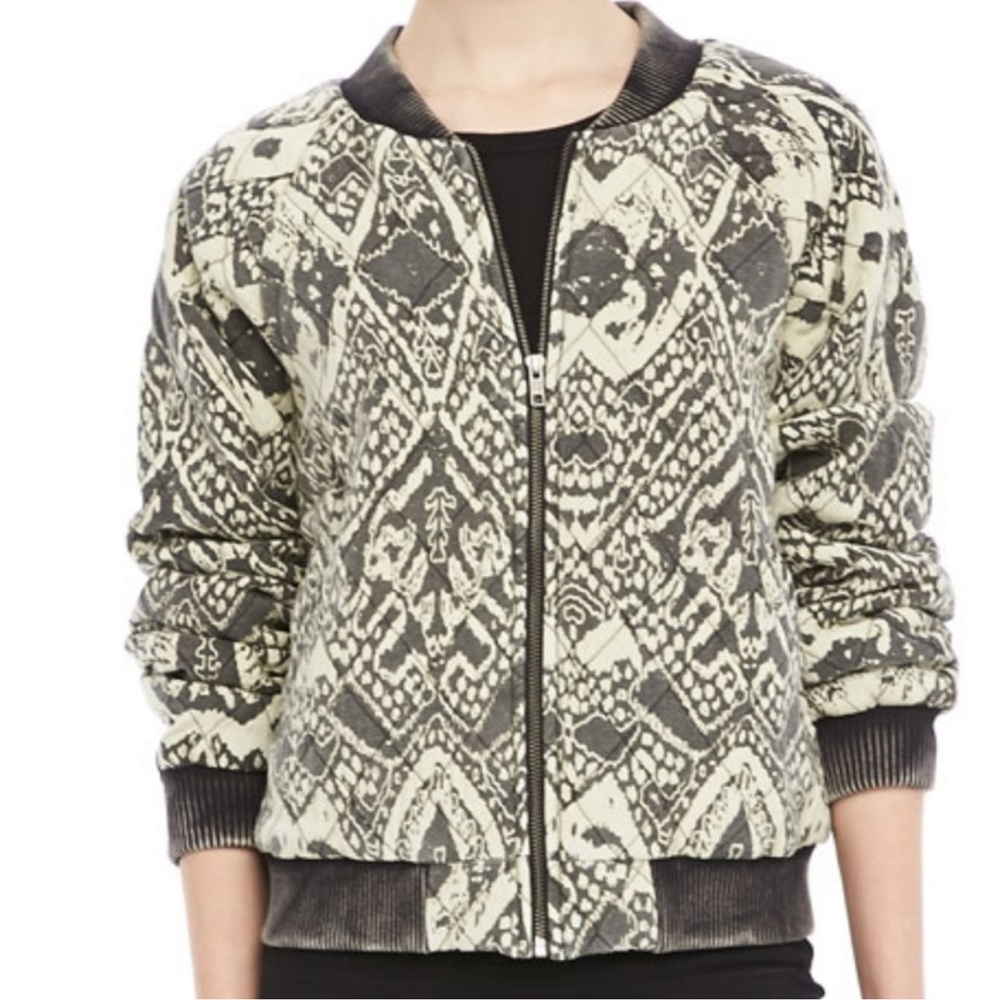 FREE PEOPLE Love Story Ikat Quilted Bomber Jacket size XS
